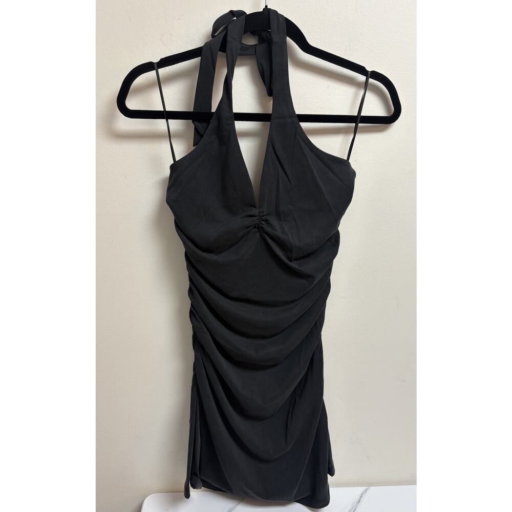 Celandine Anthropologie‎ Black Ruched Halter Mini Dress Women’s XS NWT